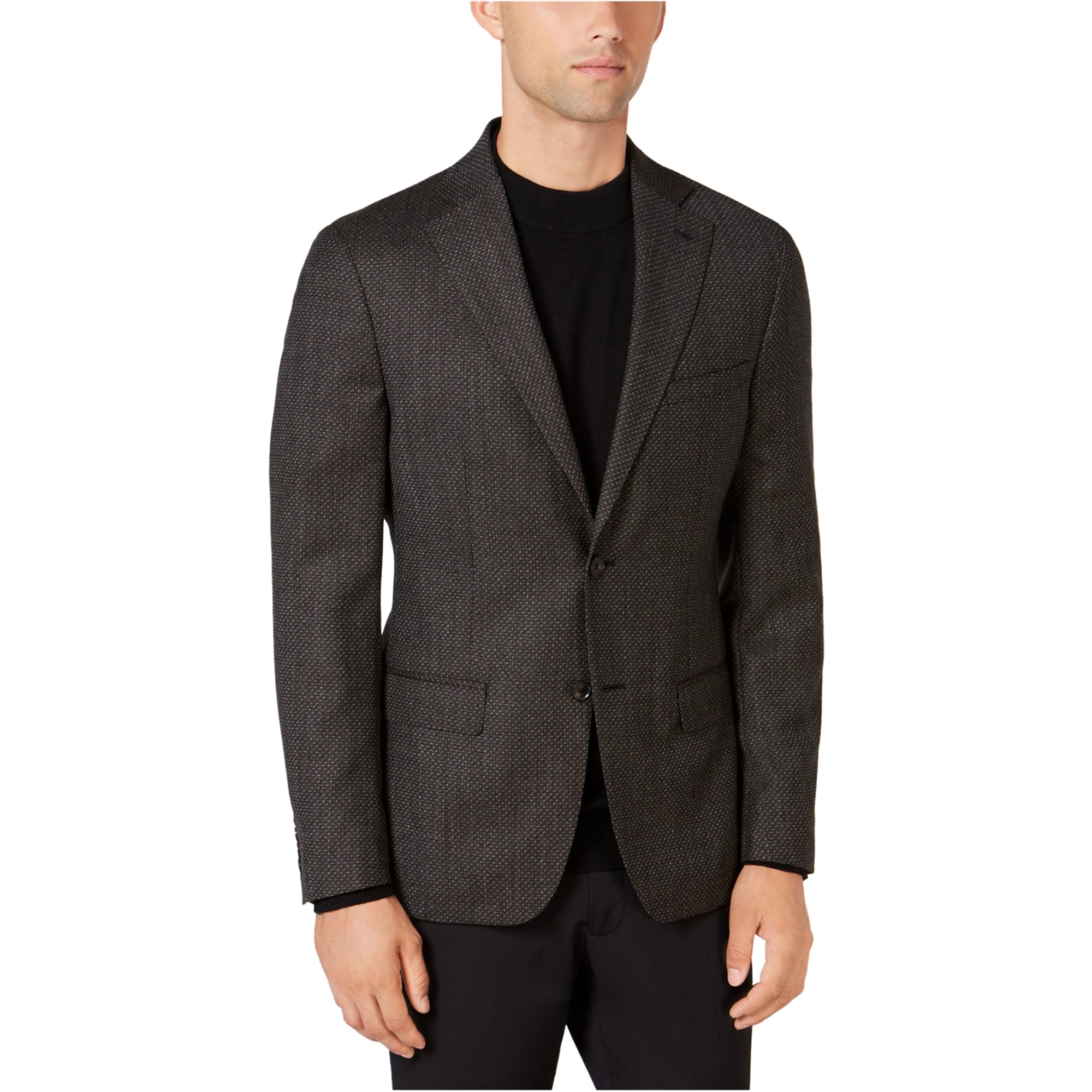 DKNY Mens Hudson Two Button Blazer Jacket, Brown, 38 Regular